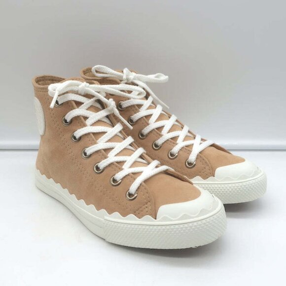 Chloe Kyle High Top Sneakers Beige Suede Size 36 NEW - Picture 2 of 12